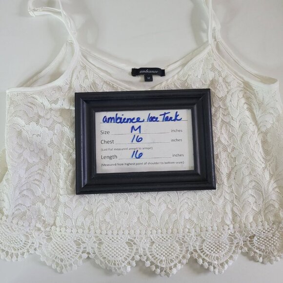 Ambiance Lace Doily Crop Tank Spaghetti Strap Off White Womens Medium - Picture 5 of 11